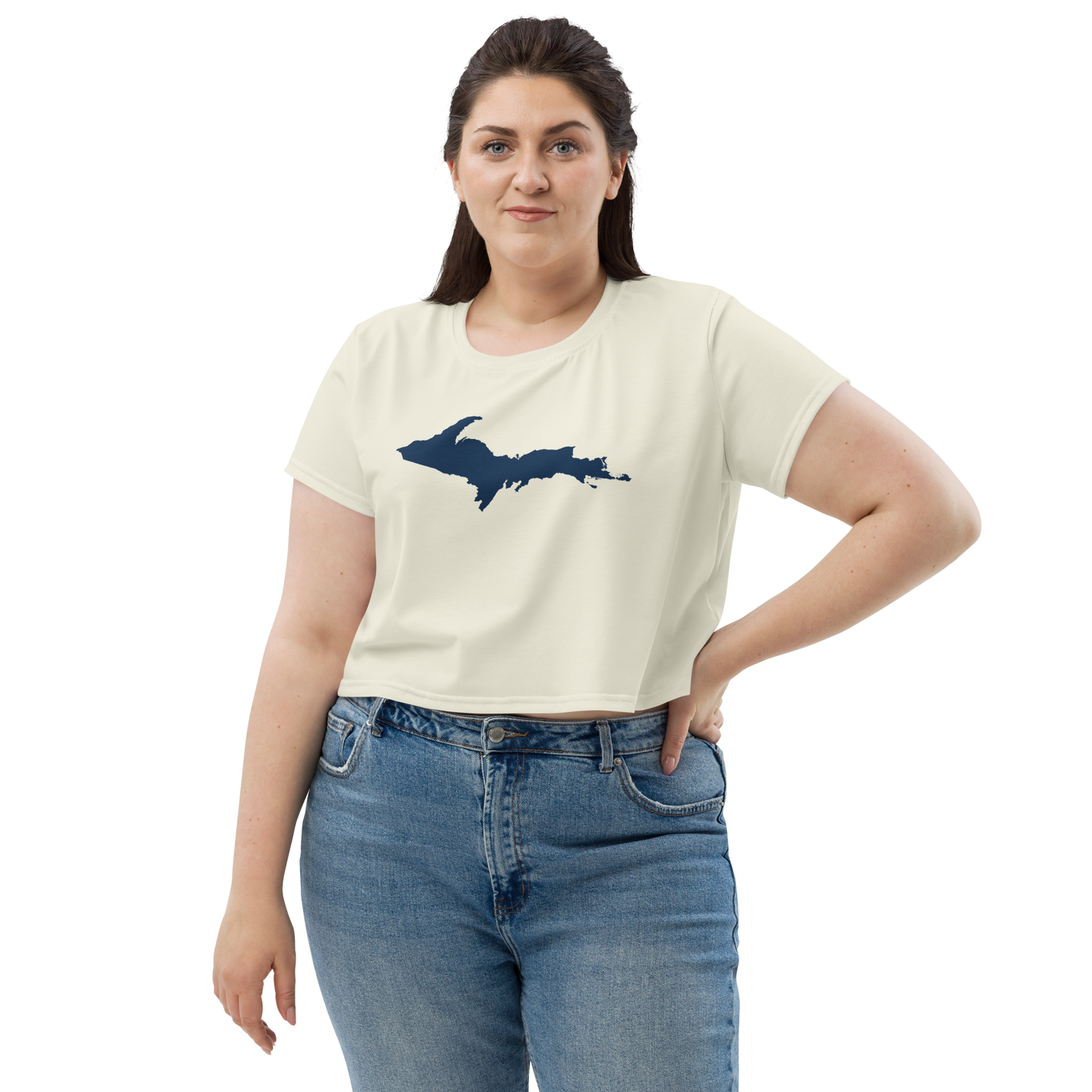 Michigan Upper Peninsula Crop Top (w/ UP Outline) | Sporty - Ivory White