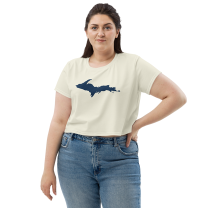 Michigan Upper Peninsula Crop Top (w/ UP Outline) | Sporty - Ivory White