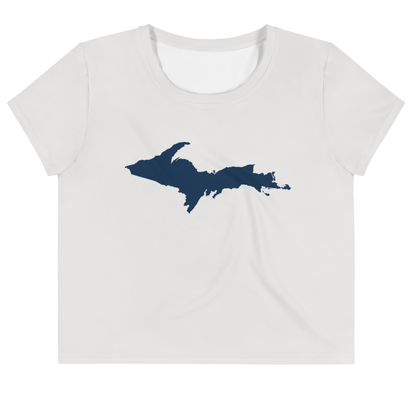 Michigan Upper Peninsula Crop Top (w/ UP Outline) | Sporty - Birch Bark White