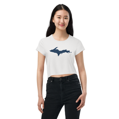 Michigan Upper Peninsula Crop Top (w/ UP Outline) | Sporty - Birch Bark White