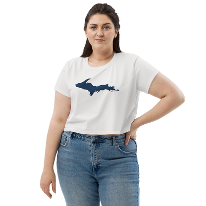 Michigan Upper Peninsula Crop Top (w/ UP Outline) | Sporty - Birch Bark White