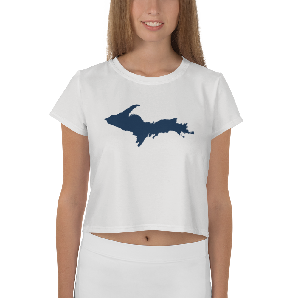 Michigan Upper Peninsula Crop Top (w/ UP Outline) | Sporty - Birch Bark White