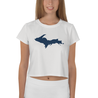 Michigan Upper Peninsula Crop Top (w/ UP Outline) | Sporty - Birch Bark White