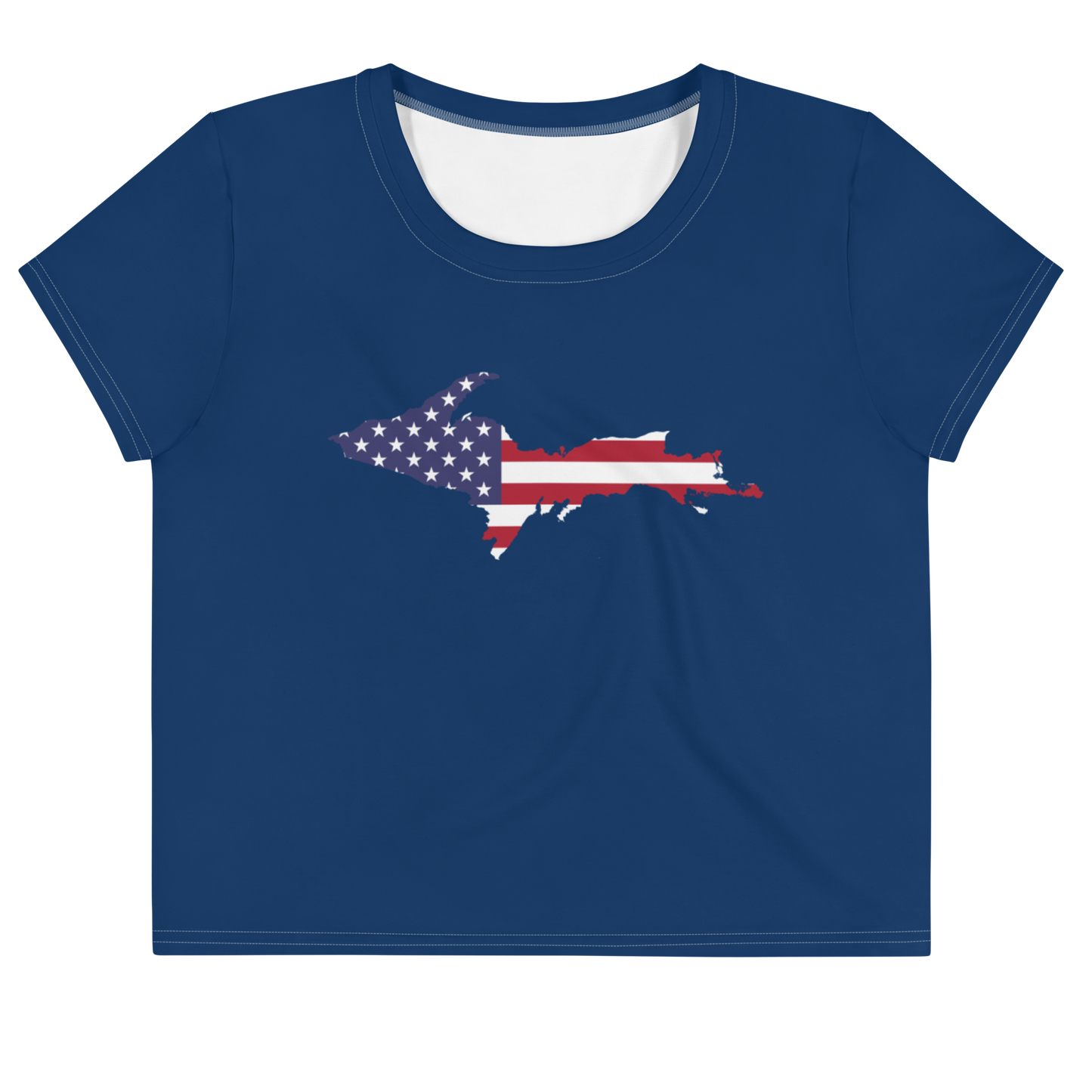 Michigan Upper Peninsula Crop Top (w/ UP USA Flag) | Sporty - Old Glory Blue