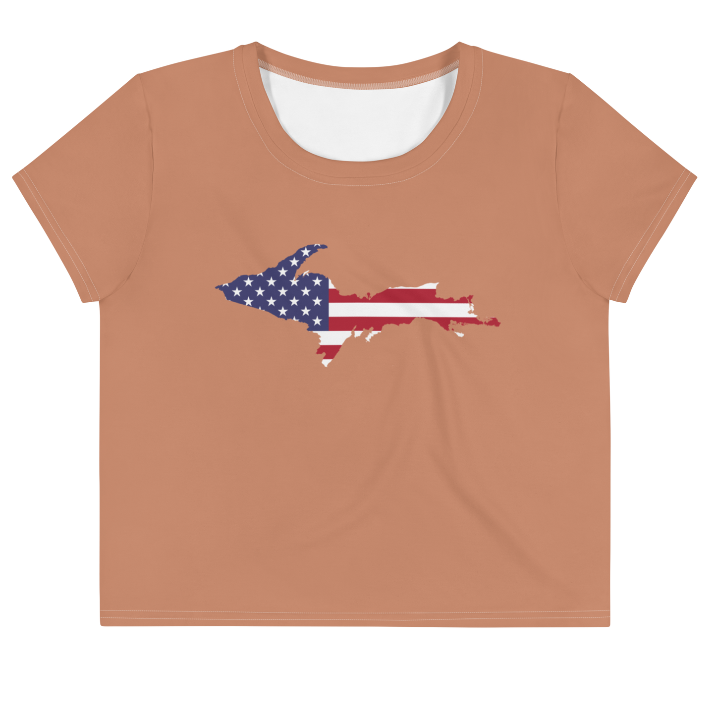 Michigan Upper Peninsula Crop Top (w/ UP USA Flag) | Sporty - Copper Color