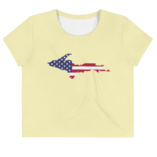 Michigan Upper Peninsula Crop Top (w/ UP Outline) | Sporty - Canary Yellow