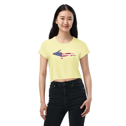 Michigan Upper Peninsula Crop Top (w/ UP Outline) | Sporty - Canary Yellow