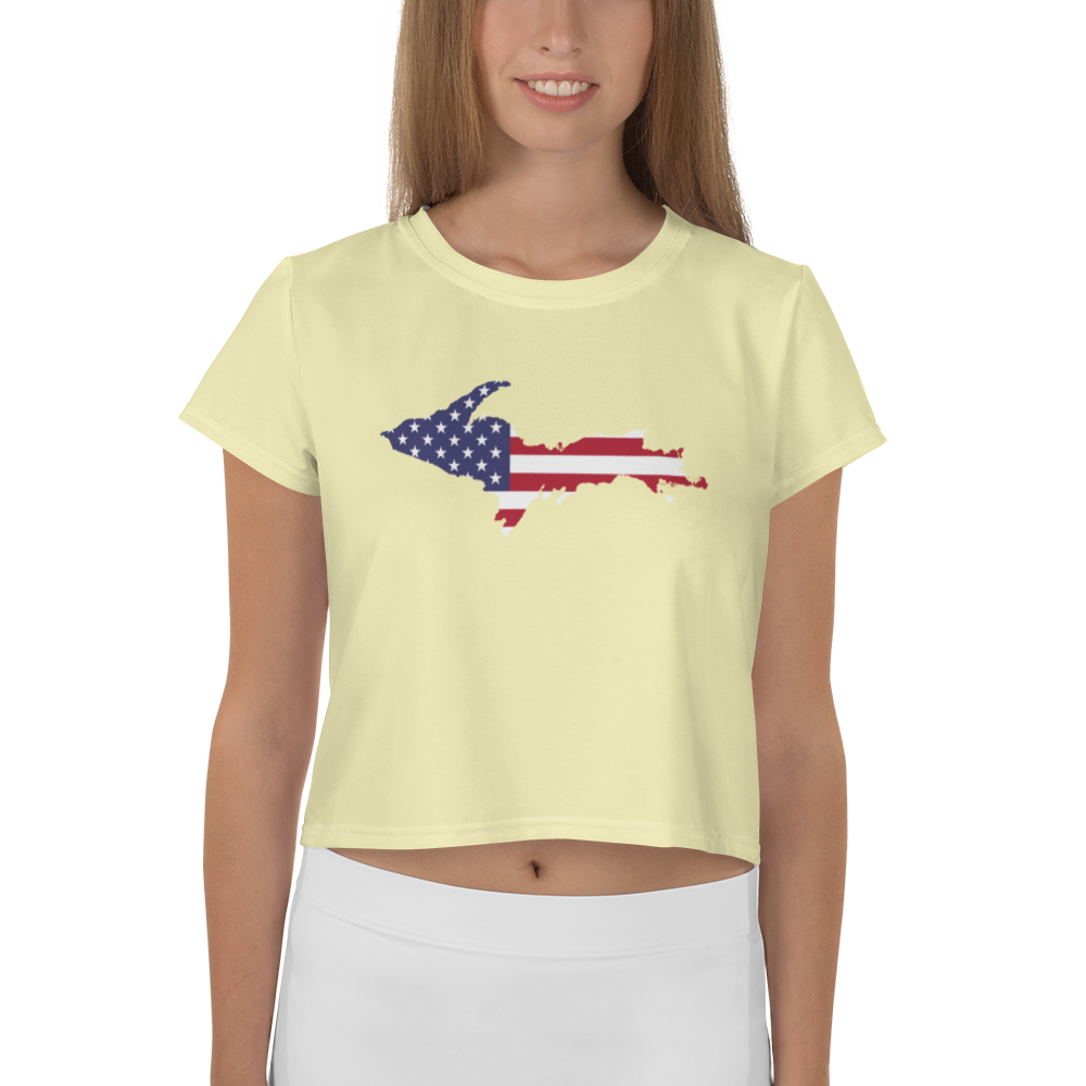 Michigan Upper Peninsula Crop Top (w/ UP Outline) | Sporty - Canary Yellow