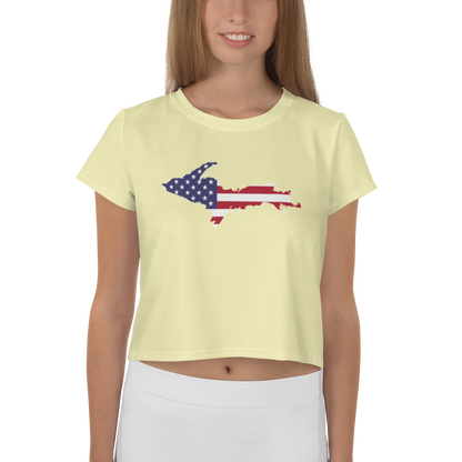 Michigan Upper Peninsula Crop Top (w/ UP Outline) | Sporty - Canary Yellow