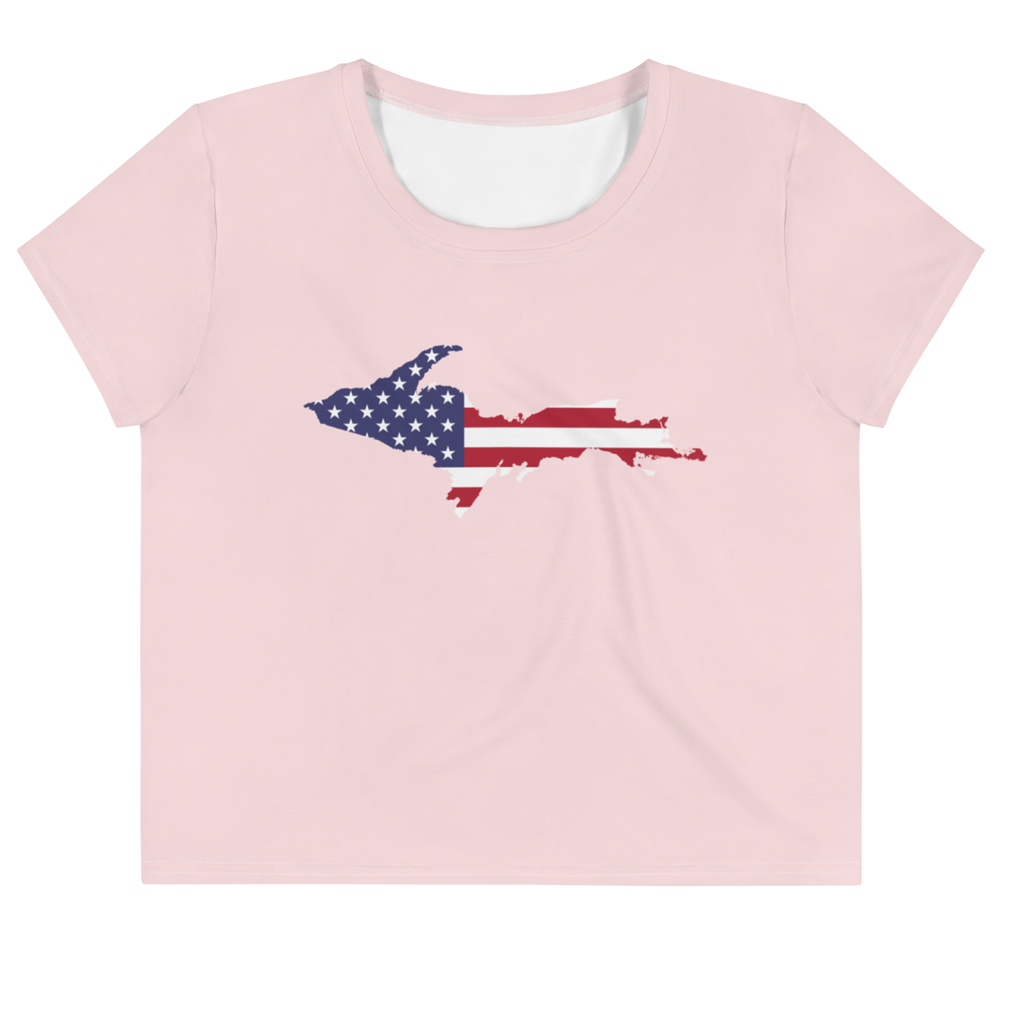 Michigan Upper Peninsula Crop Top (w/ UP USA Flag) | Sporty - Pale Pink