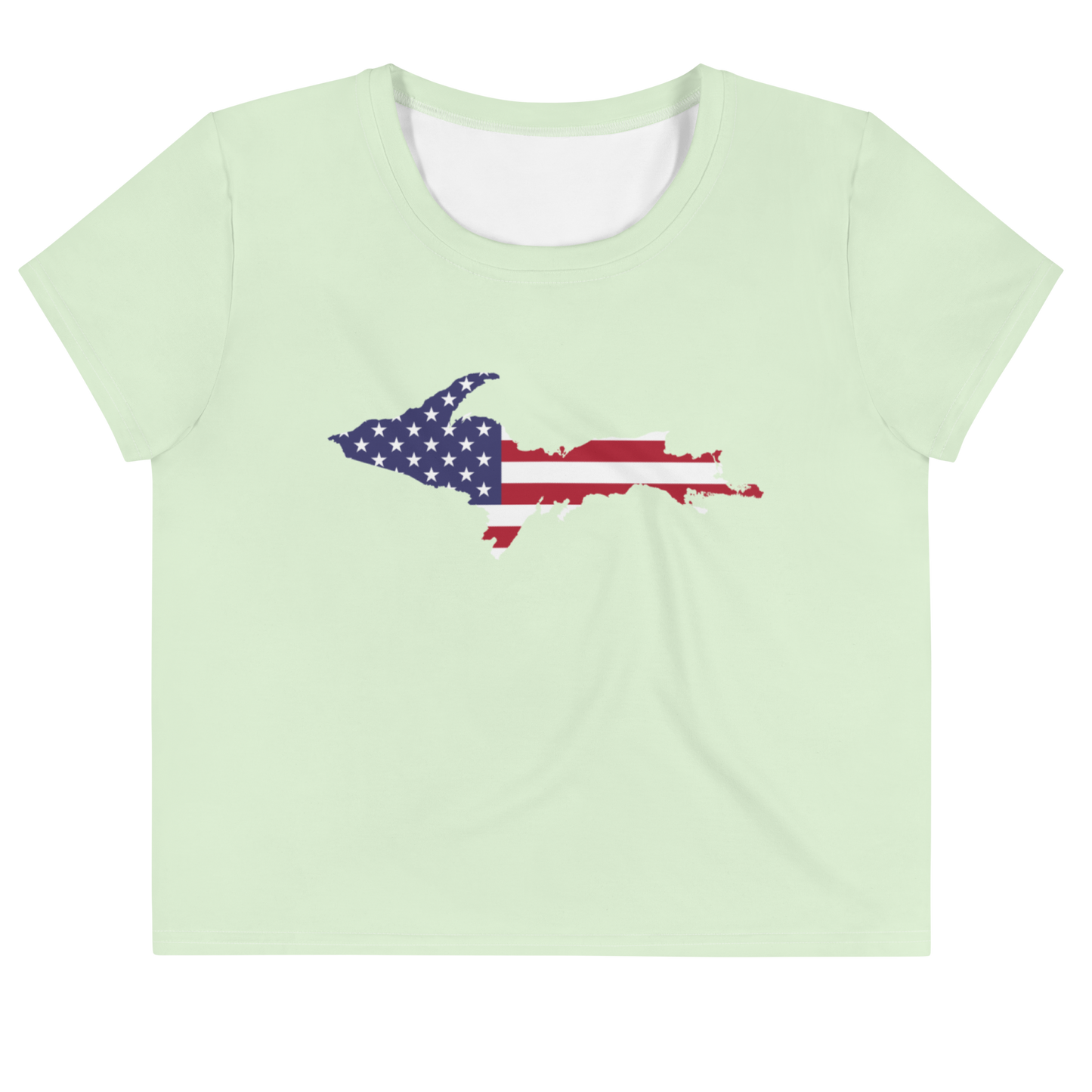 Michigan Upper Peninsula Crop Top (w/ UP USA Flag) | Sporty - Dew Green