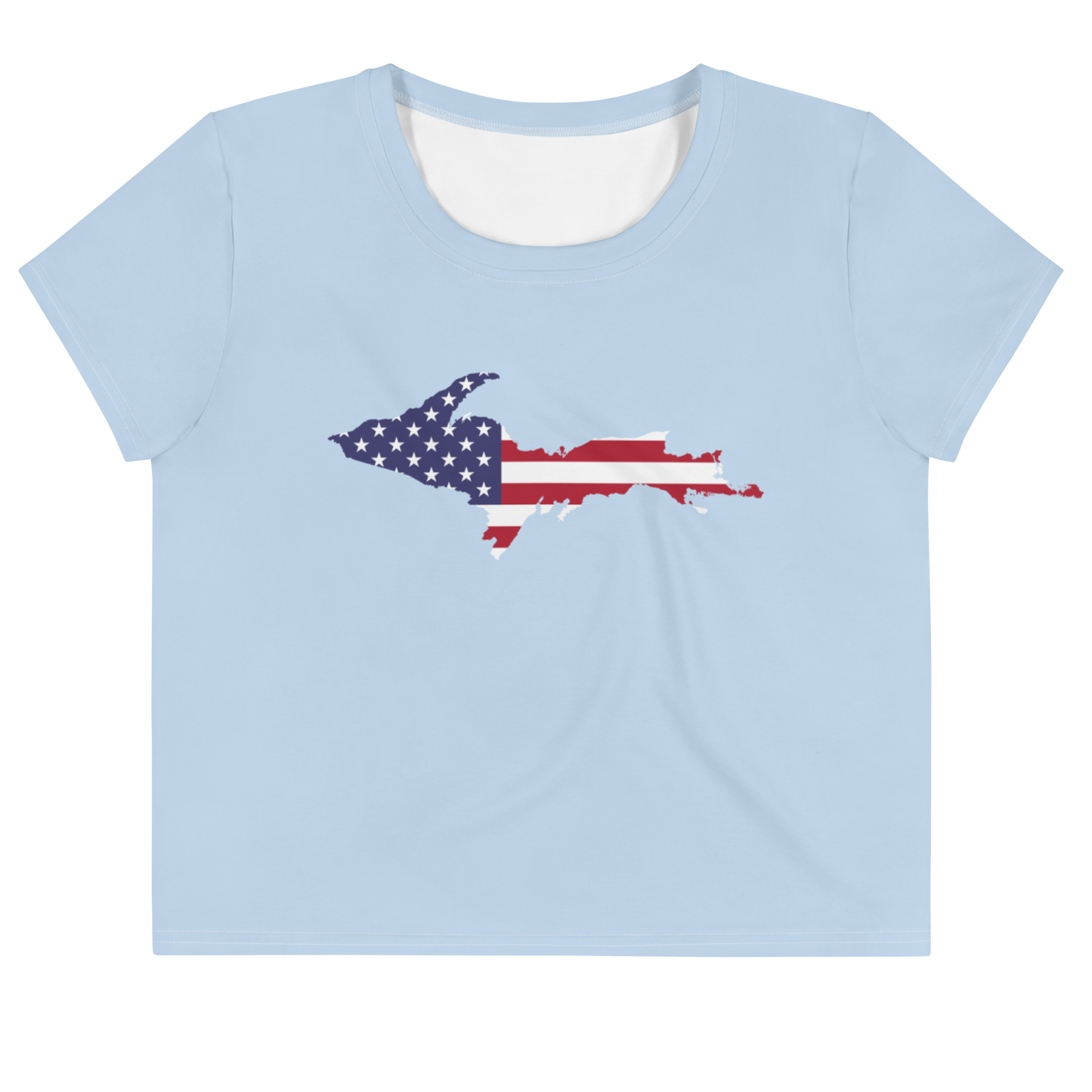 Michigan Upper Peninsula Crop Top (w/ UP USA Flag) | Sporty - Light Blue