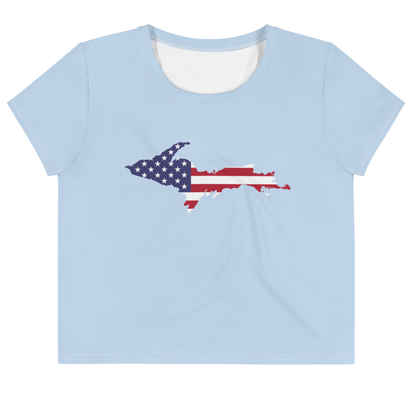 Michigan Upper Peninsula Crop Top (w/ UP USA Flag) | Sporty - Light Blue