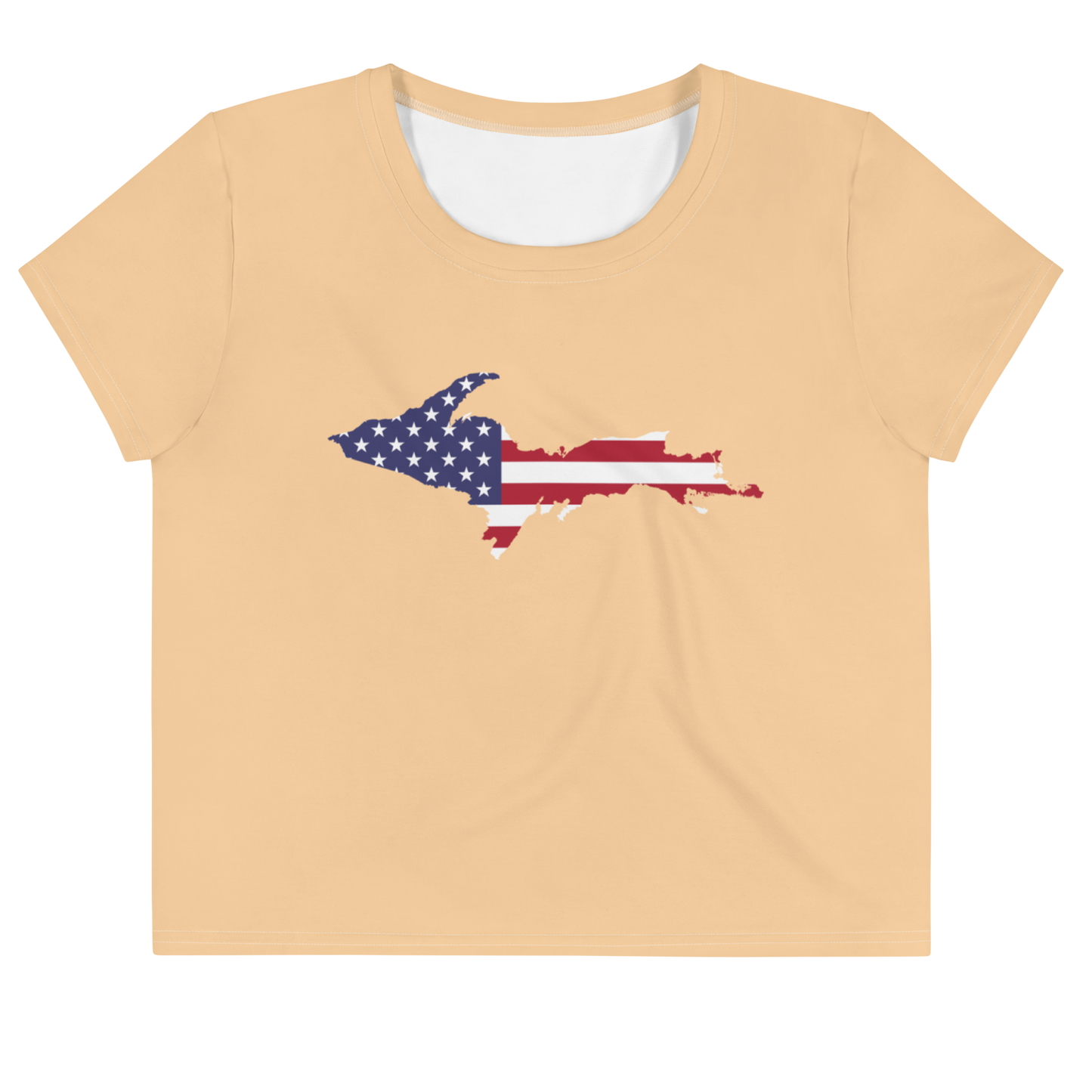 Michigan Upper Peninsula Crop Top (w/ UP USA Flag) | Sporty - Pale Apricot