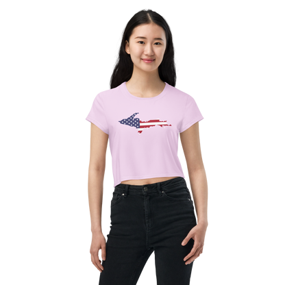 Michigan Upper Peninsula Crop Top (w/ UP USA Flag) | Sporty - Pale Lavender