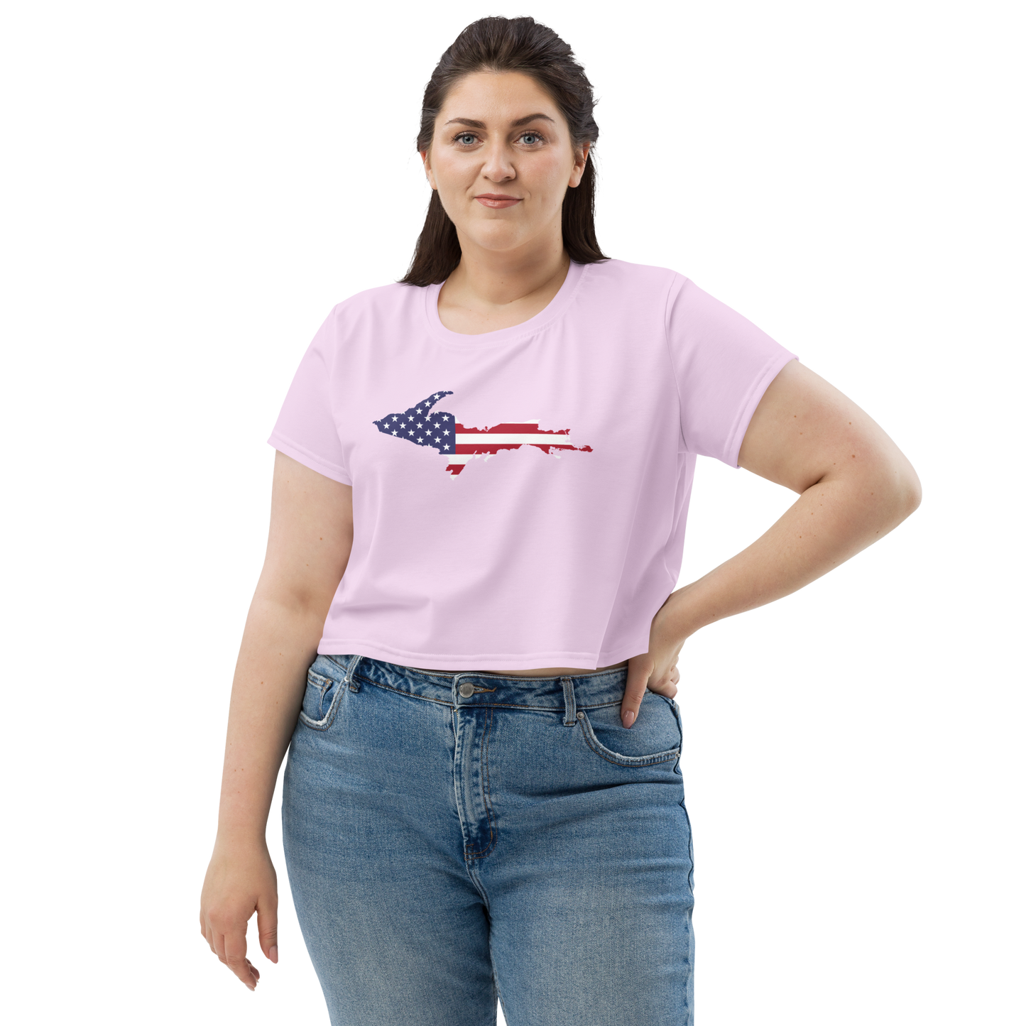 Michigan Upper Peninsula Crop Top (w/ UP USA Flag) | Sporty - Pale Lavender