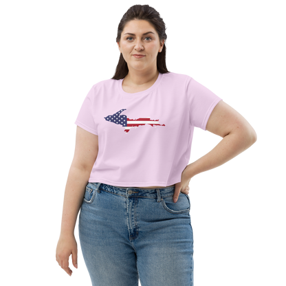 Michigan Upper Peninsula Crop Top (w/ UP USA Flag) | Sporty - Pale Lavender