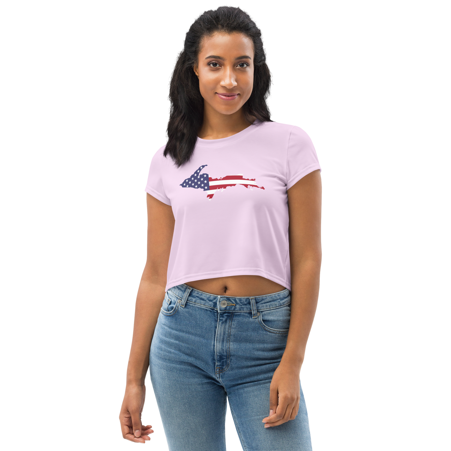 Michigan Upper Peninsula Crop Top (w/ UP USA Flag) | Sporty - Pale Lavender