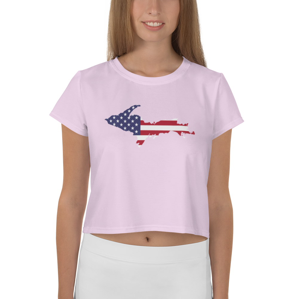 Michigan Upper Peninsula Crop Top (w/ UP USA Flag) | Sporty - Pale Lavender