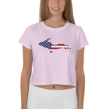 Michigan Upper Peninsula Crop Top (w/ UP USA Flag) | Sporty - Pale Lavender