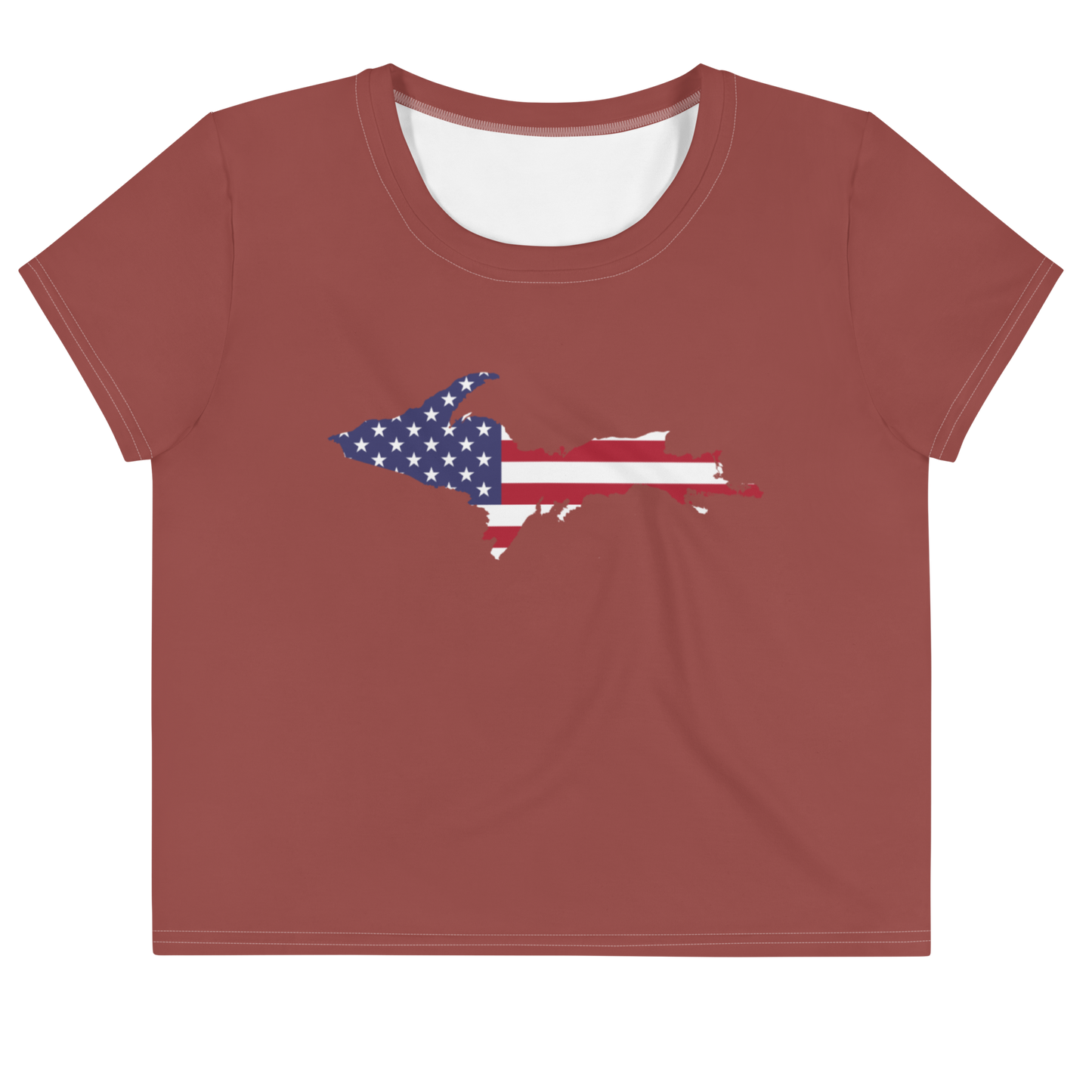 Michigan Upper Peninsula Crop Top (w/ UP USA Flag) | Sporty - Ore Dock Red