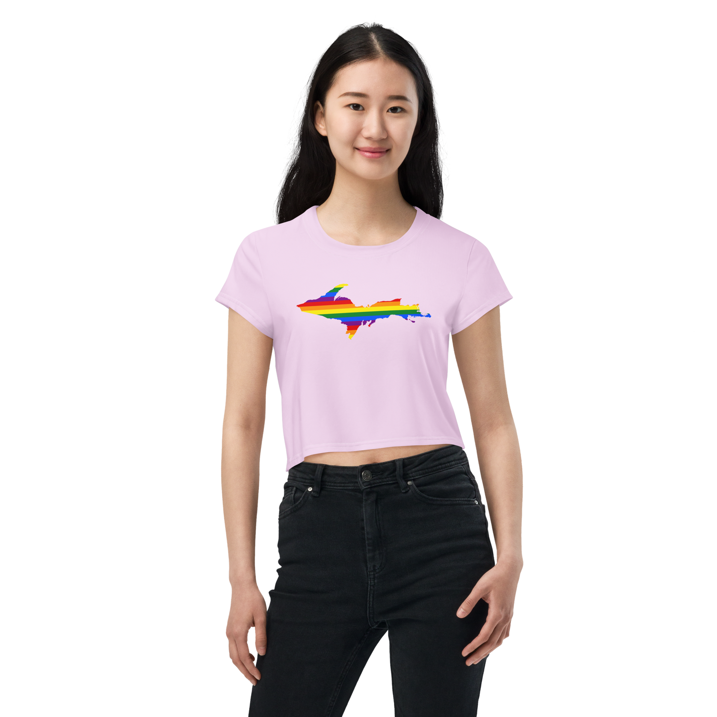 Michigan Upper Peninsula Crop Top (w/ UP Pride Flag) | Sporty - Pale Lavender