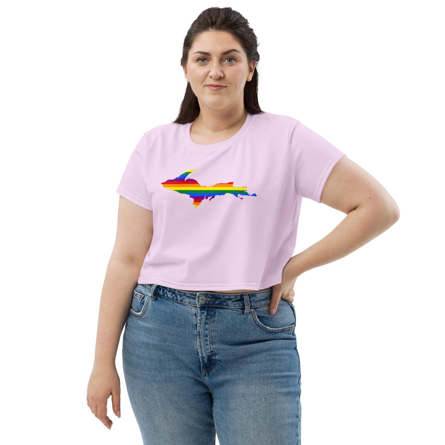 Michigan Upper Peninsula Crop Top (w/ UP Pride Flag) | Sporty - Pale Lavender