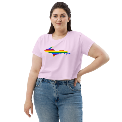 Michigan Upper Peninsula Crop Top (w/ UP Pride Flag) | Sporty - Pale Lavender