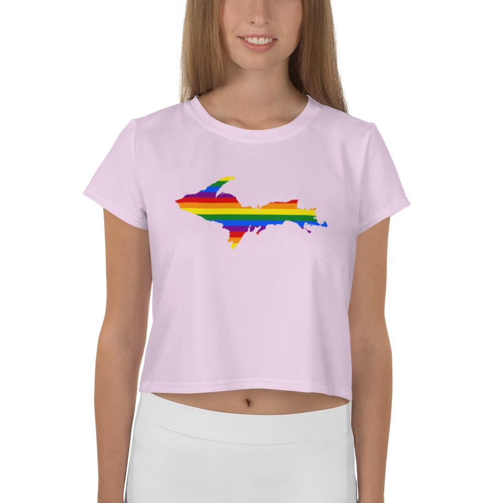 Michigan Upper Peninsula Crop Top (w/ UP Pride Flag) | Sporty - Pale Lavender