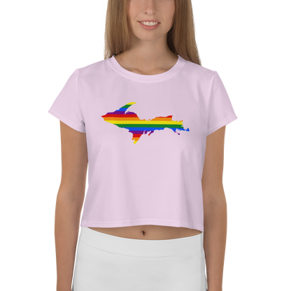 Michigan Upper Peninsula Crop Top (w/ UP Pride Flag) | Sporty - Pale Lavender