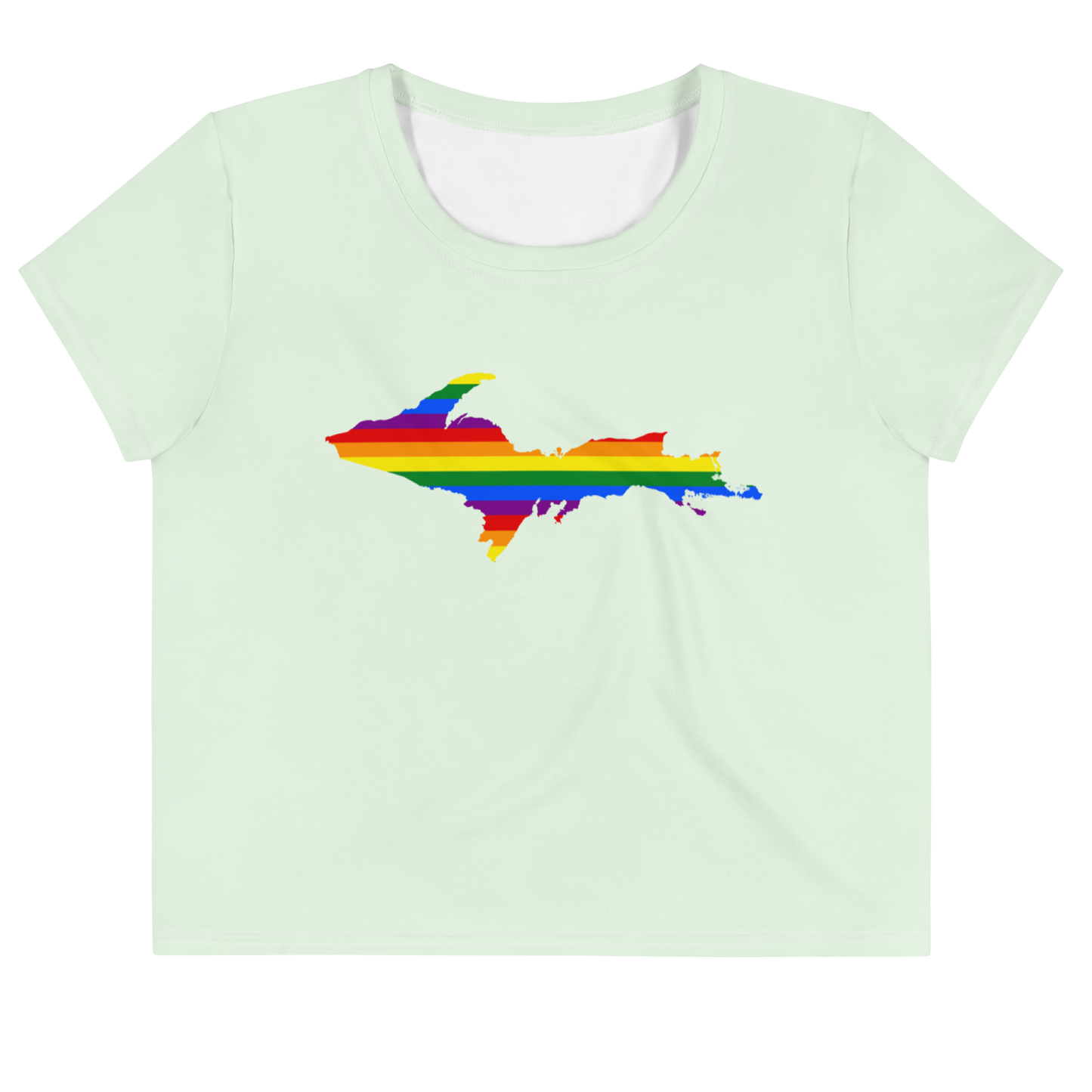 Michigan Upper Peninsula Crop Top (w/ UP Pride Flag) | Sporty - Dew Green