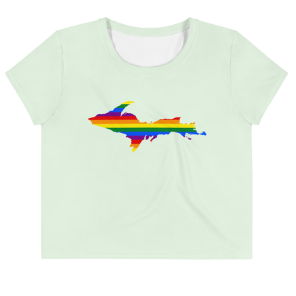 Michigan Upper Peninsula Crop Top (w/ UP Pride Flag) | Sporty - Dew Green