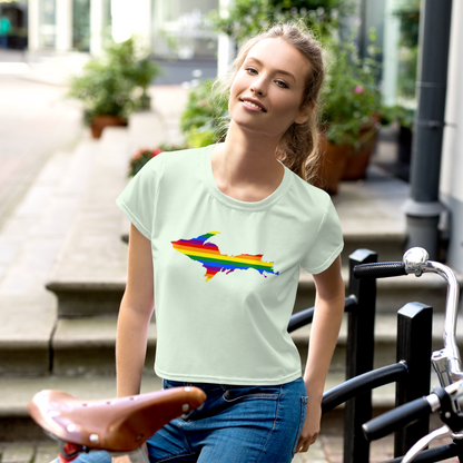 Michigan Upper Peninsula Crop Top (w/ UP Pride Flag) | Sporty - Dew Green