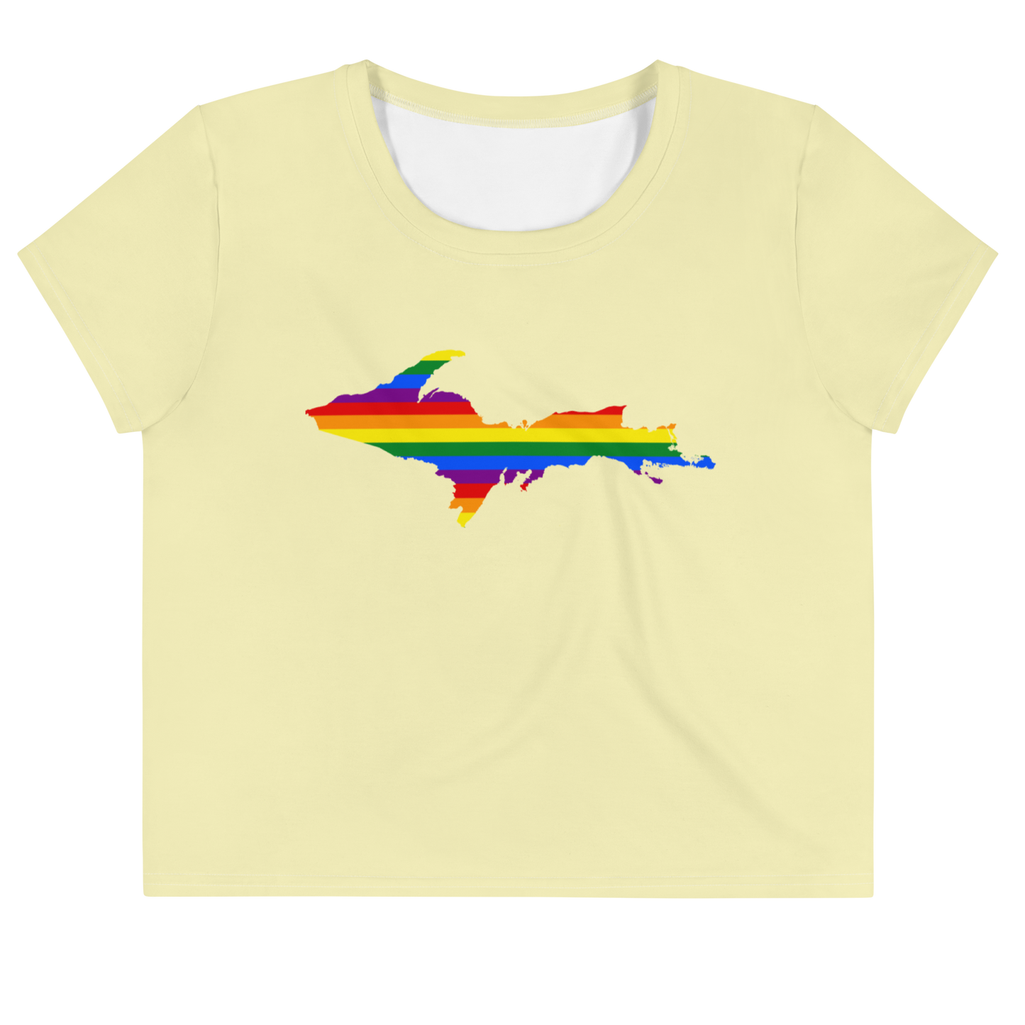 Michigan Upper Peninsula Crop Top (w/ UP Pride Flag) | Sporty - Canary Yellow