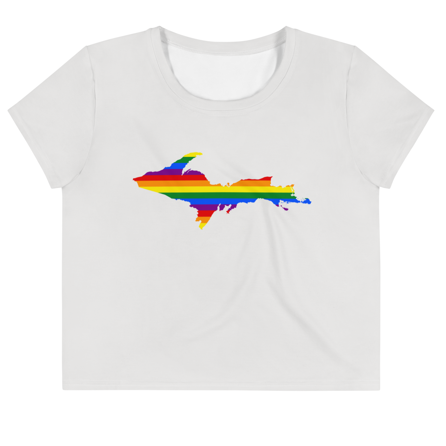 Michigan Upper Peninsula Crop Top (w/ UP Pride Flag) | Sporty - Birch Bark White