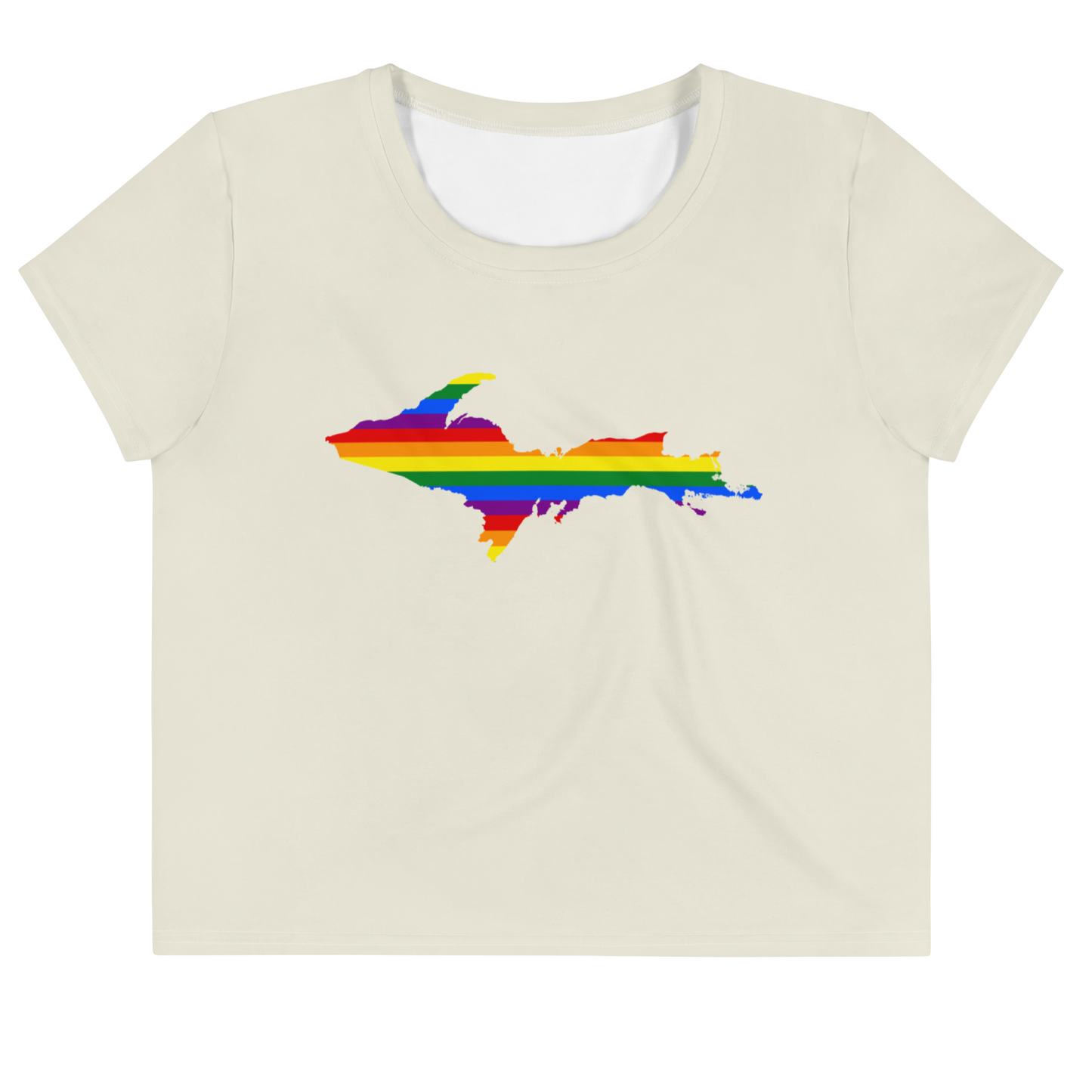 Michigan Upper Peninsula Crop Top (w/ UP Pride Flag) | Sporty - Ivory White