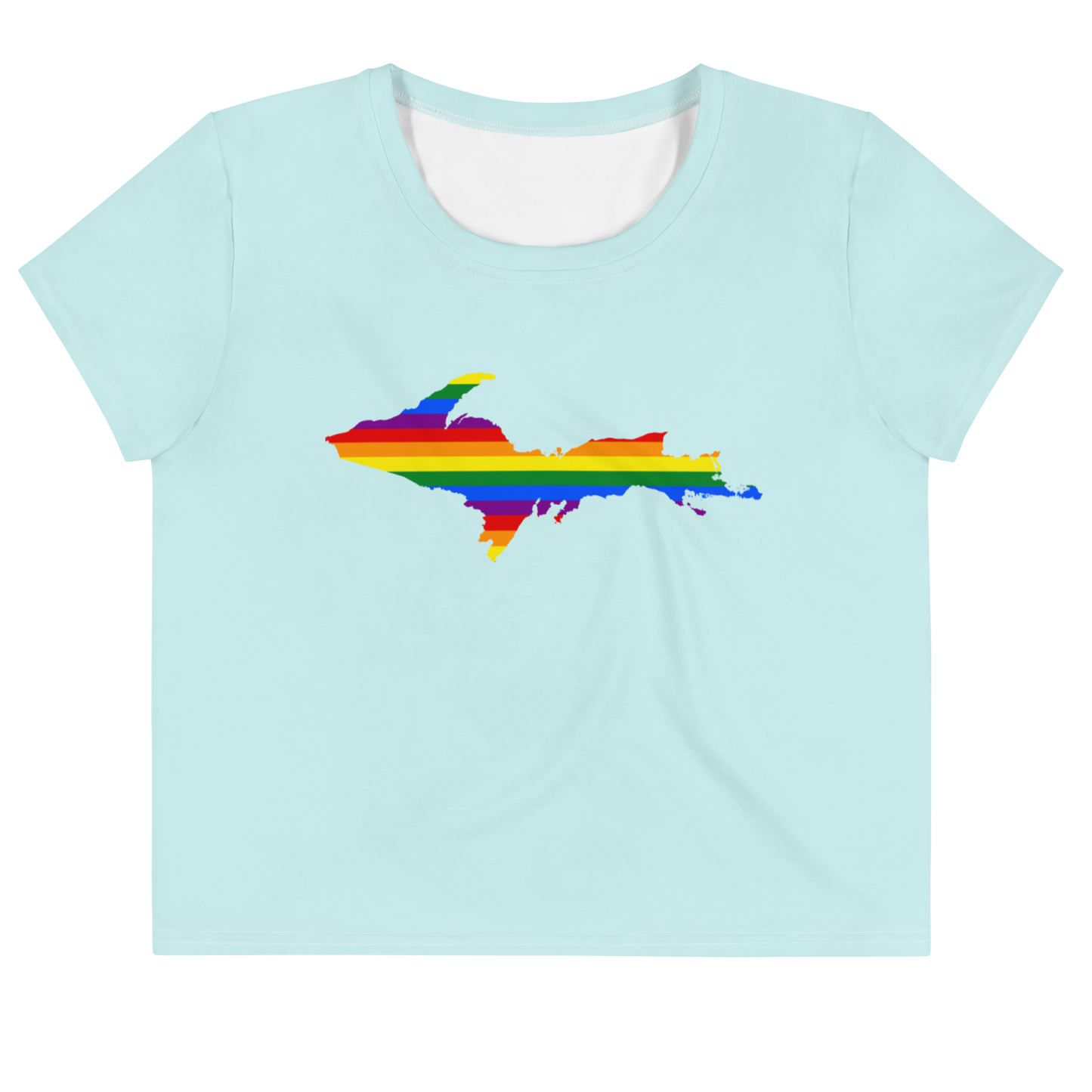 Michigan Upper Peninsula Crop Top (w/ UP Pride Flag) | Sporty - Cyan