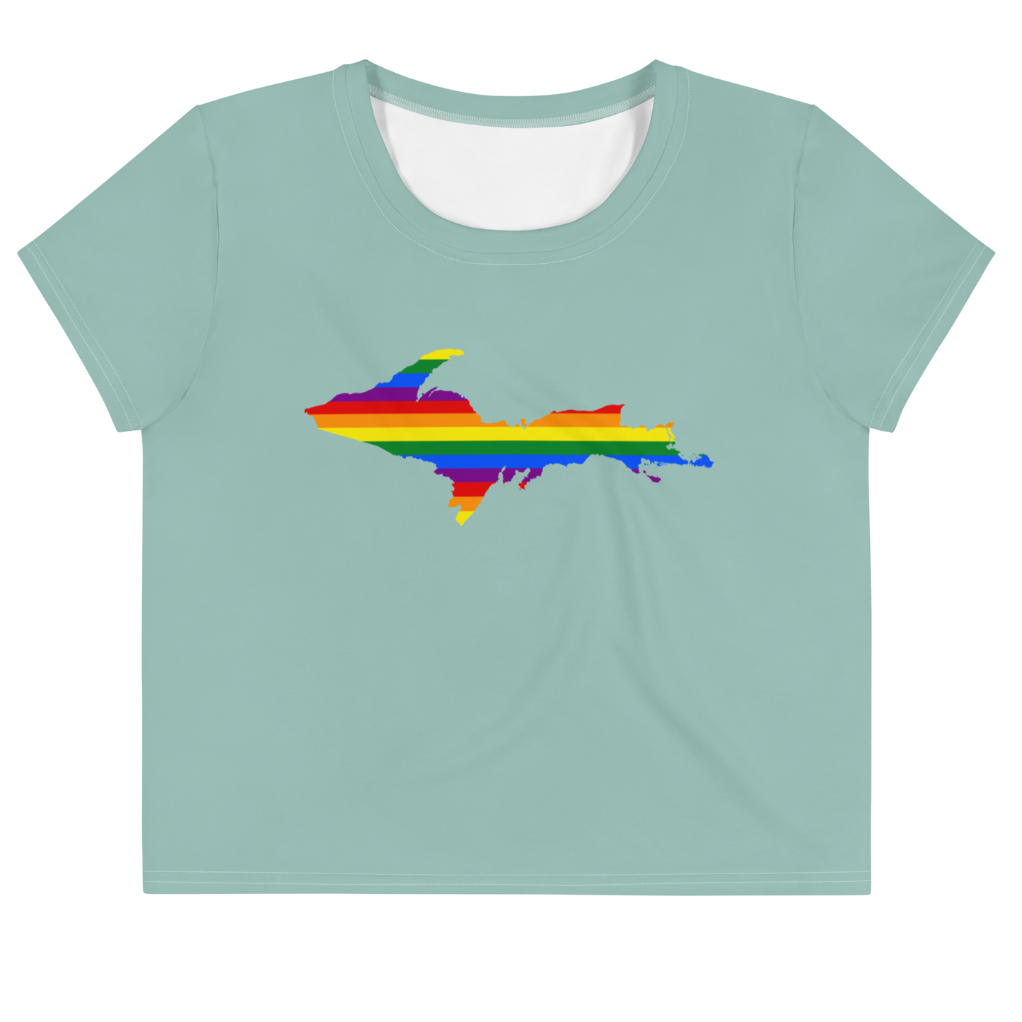 Michigan Upper Peninsula Crop Top (w/ UP Pride Flag) | Sporty - Pale Copper Green