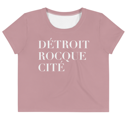 'Détroit Rocque Cité' Crop Top | Sporty - Cherry Blossom Pink