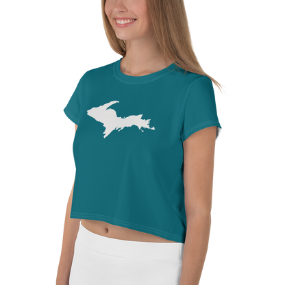 Michigan Upper Peninsula Crop Top (w/ UP Outline) | Sporty - Auburn Hills Teal