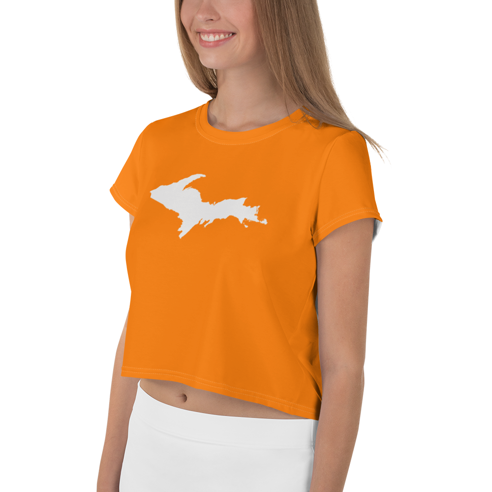 Michigan Upper Peninsula Crop Top (w/ UP Outline) | Sporty - Safety Orange