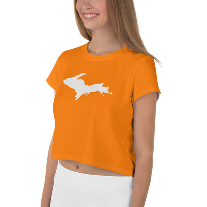 Michigan Upper Peninsula Crop Top (w/ UP Outline) | Sporty - Safety Orange