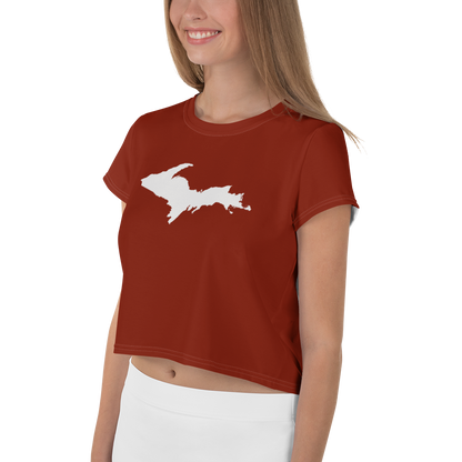 Michigan Upper Peninsula Crop Top (w/ UP Outline) | Sporty - Cherryland Red