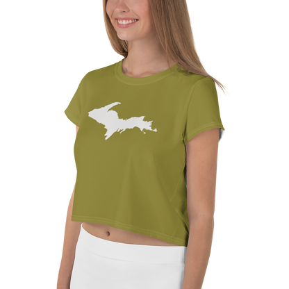 Michigan Upper Peninsula Crop Top (w/ UP Outline) | Sporty - Scrub Gold