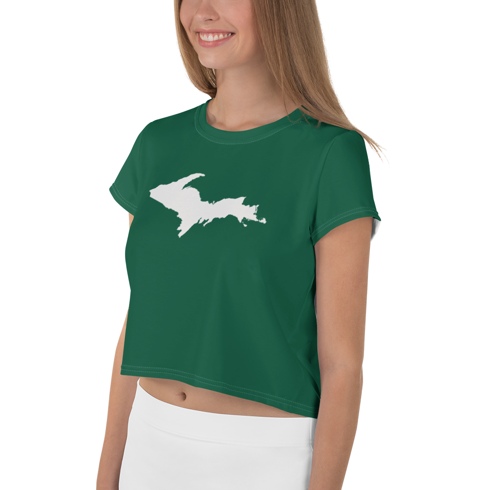 Michigan Upper Peninsula Crop Top (w/ UP Outline) | Sporty - Superior Green