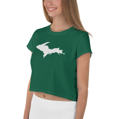 Michigan Upper Peninsula Crop Top (w/ UP Outline) | Sporty - Superior Green