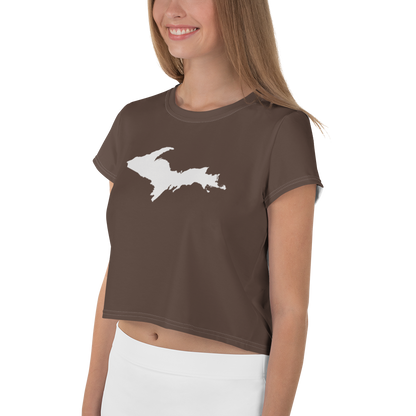 Michigan Upper Peninsula Crop Top (w/ UP Outline) | Sporty - Warren Tank Grey