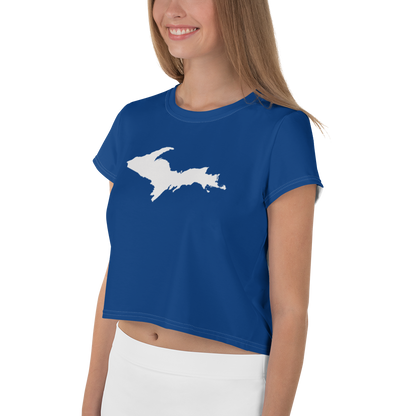 Michigan Upper Peninsula Crop Top (w/ UP Outline) | Sporty - Dearborn Blue