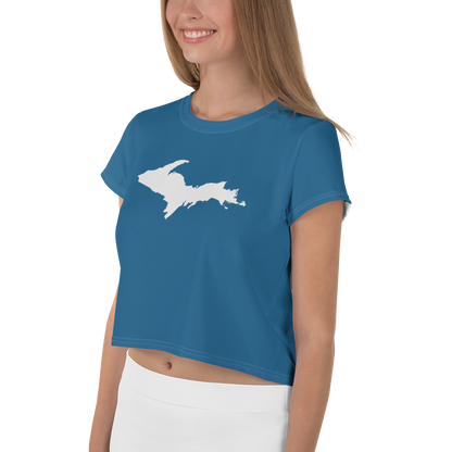 Michigan Upper Peninsula Crop Top (w/ UP Outline) | Sporty - Blueberry