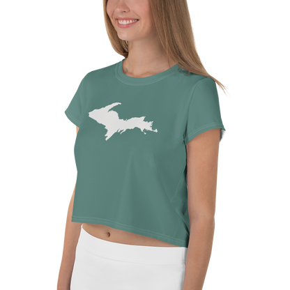 Michigan Upper Peninsula Crop Top (w/ UP Outline) | Sporty - Copper Green